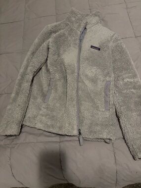 Patagonia Light Gray Plush Full-Zip Fleece Jacket